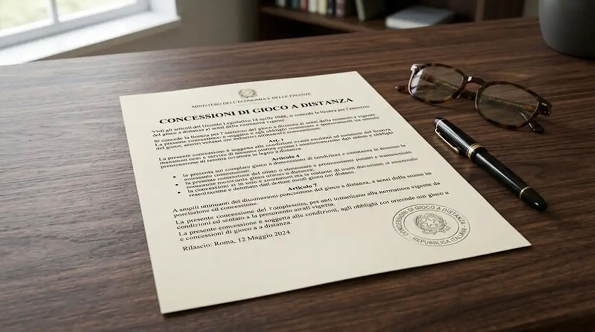 Documento ufficiale ADM con timbro istituzionale che rappresenta il nuovo regime concessioni gioco a distanza