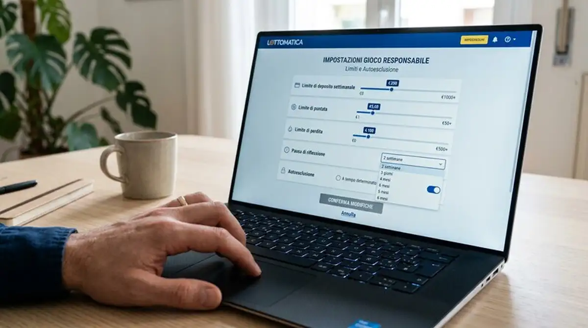 Pannello di controllo dei limiti di deposito e di puntata su un sito ADM di scommesse padel