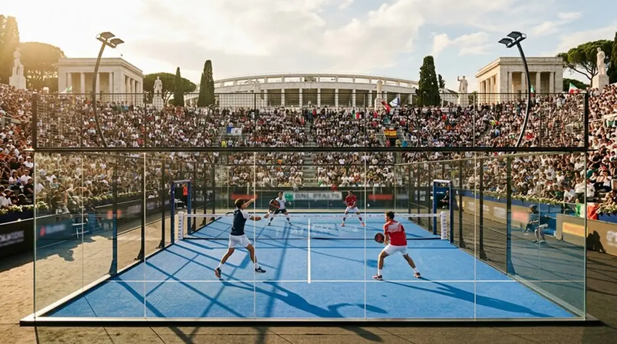 Centrale del Foro Italico durante una semifinale del BNL Italy Major con tribuna piena