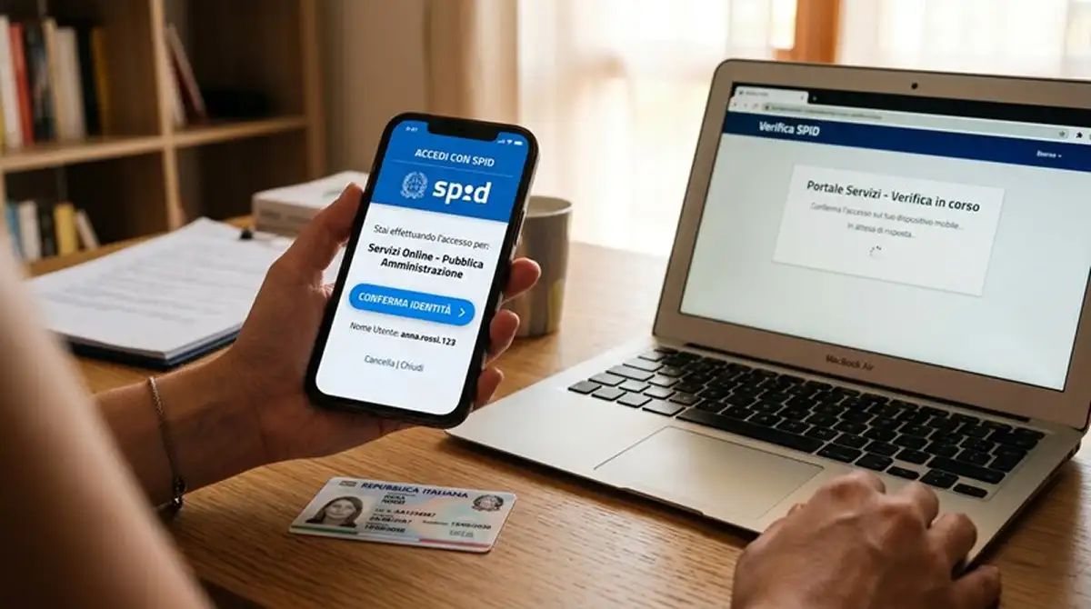 Smartphone con l'app SPID accanto a una carta d'identità per la verifica del conto scommesse padel